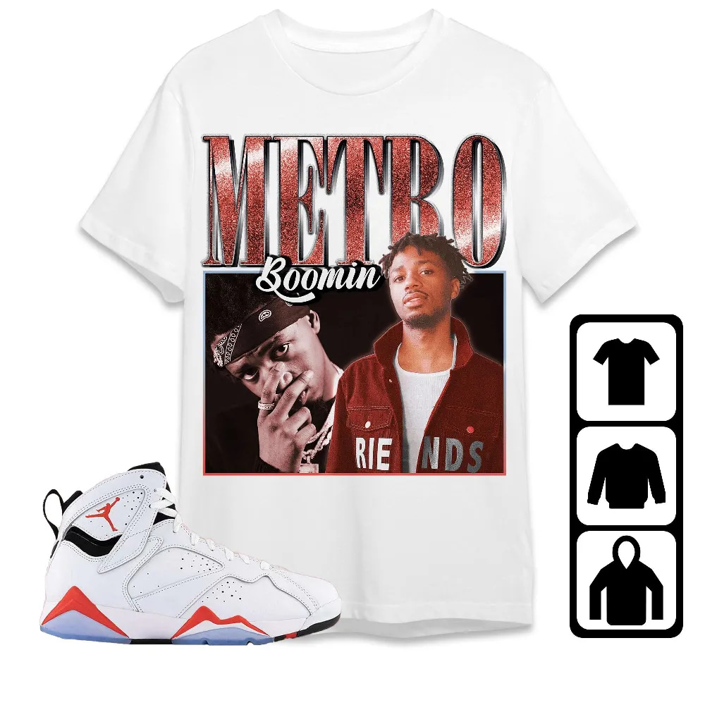 Inktee Store - Jordan 7 White Infrared Unisex T-Shirt - Metro Boomin - Sneaker Match Tees Image