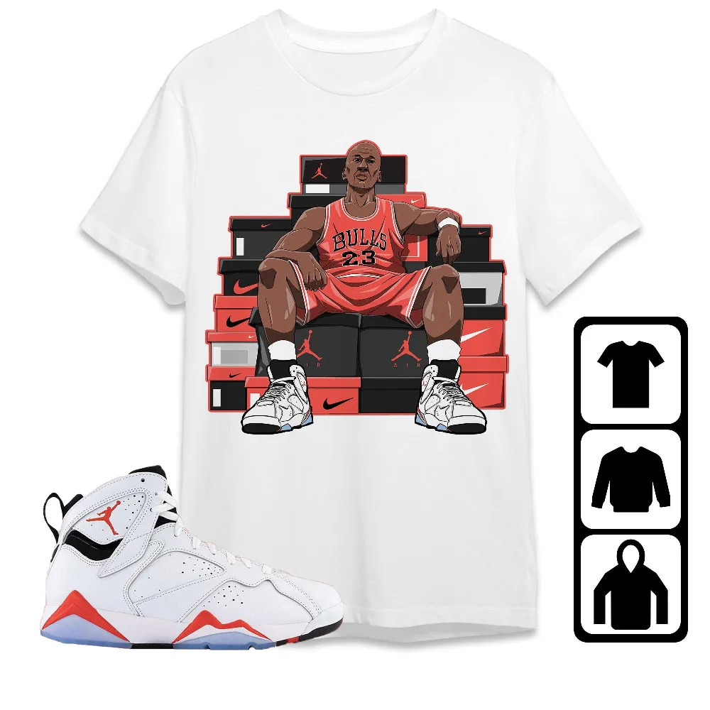 Inktee Store - Jordan 7 White Infrared Unisex T-Shirt - Mj Sneaker - Sneaker Match Tees Image