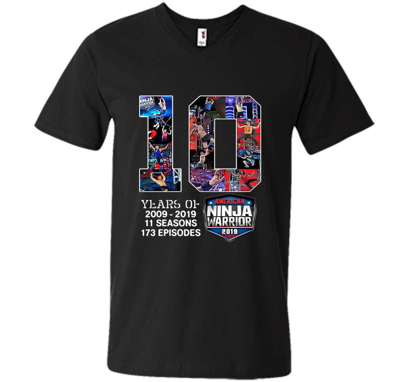 10Th Years Of American Ninja Warrior 2009-2019 V-Neck T-Shirt