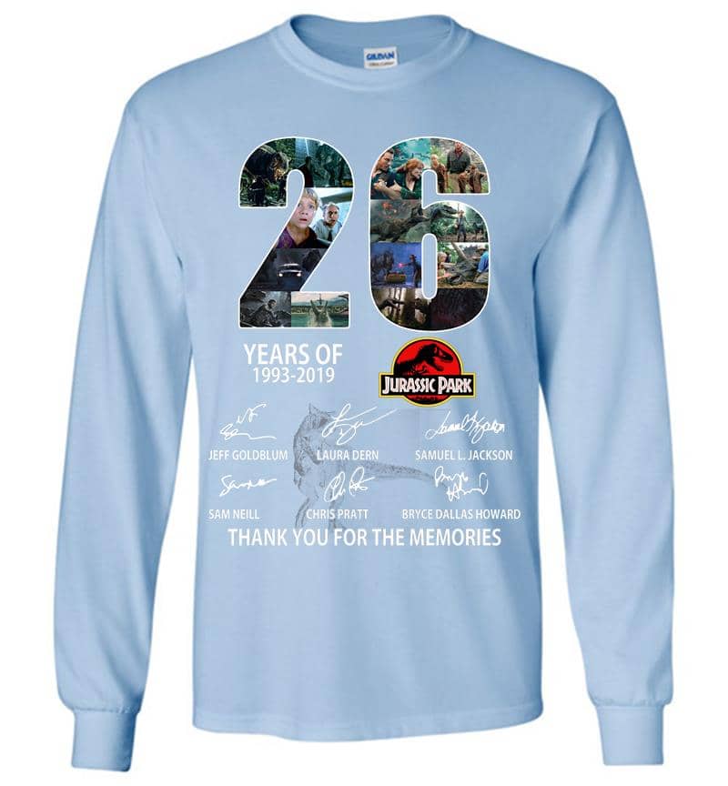 Inktee Store - 26Th Years Of Jurassic Park 1993-2019 Signature Thank You For The Memories Long Sleeve T-Shirt Image