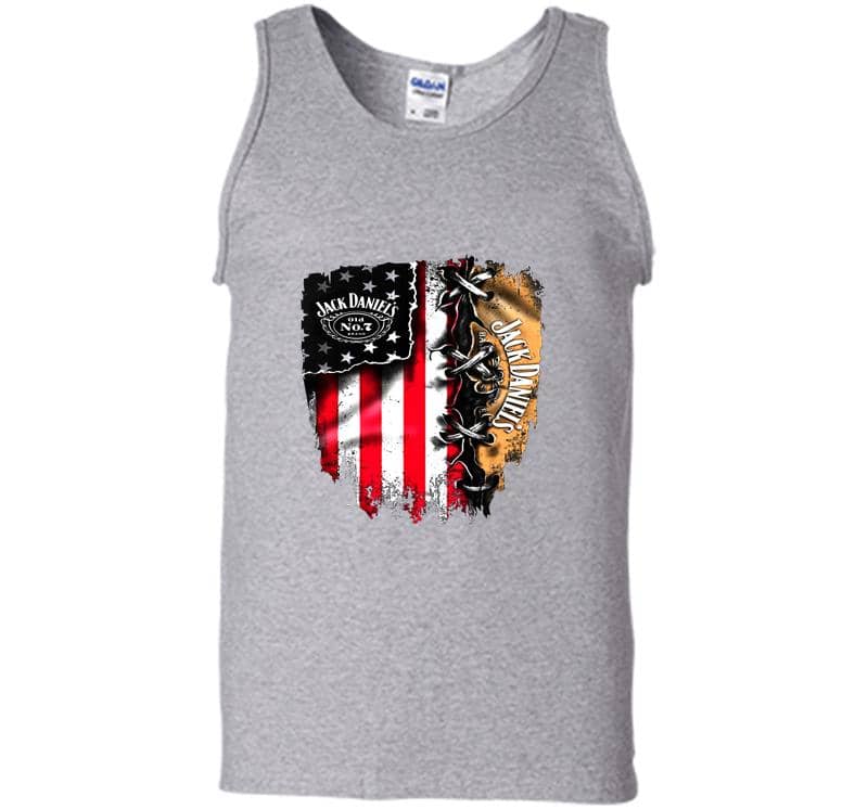 Inktee Store - 4Th Of Independence Day Jack Daniels Whiskey American Flag Mens Tank Top Image