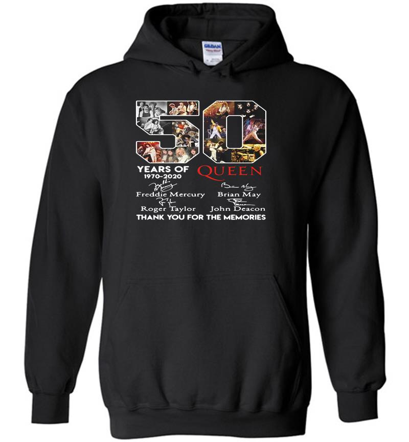 50Th Years Of Queen Band 1970-2020 Signature Thank You For The Memories Hoodies