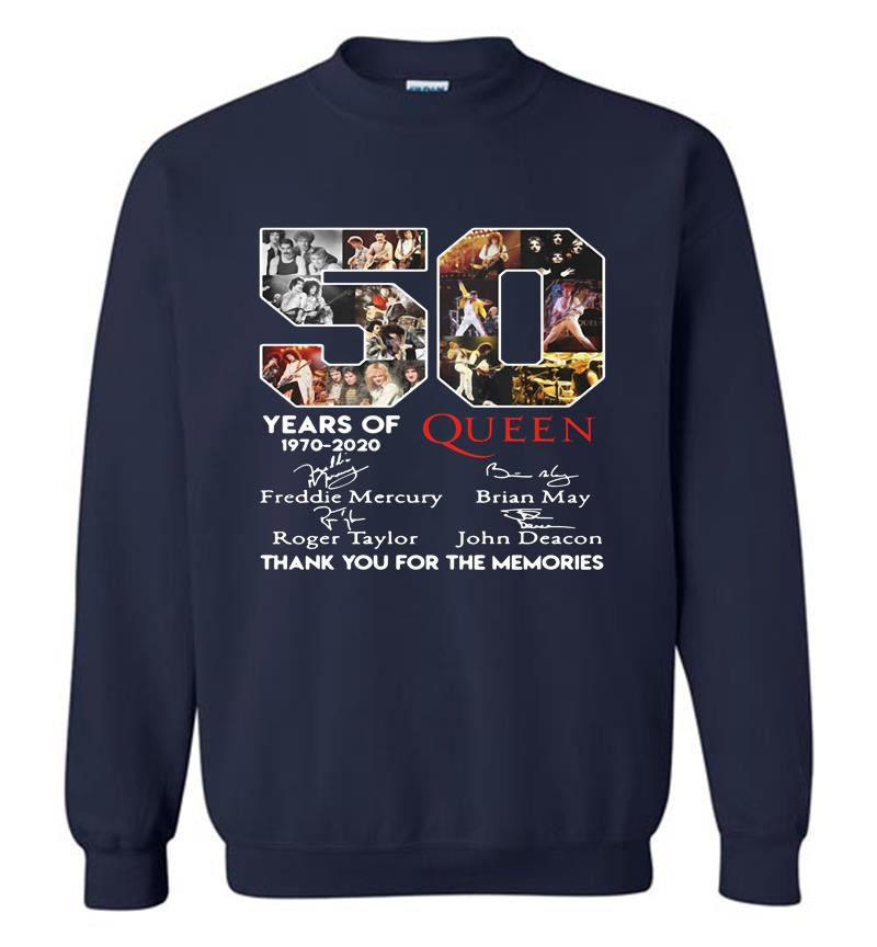 Inktee Store - 50Th Years Of Queen Band 1970-2020 Signature Thank You For The Memories Sweatshirt Image