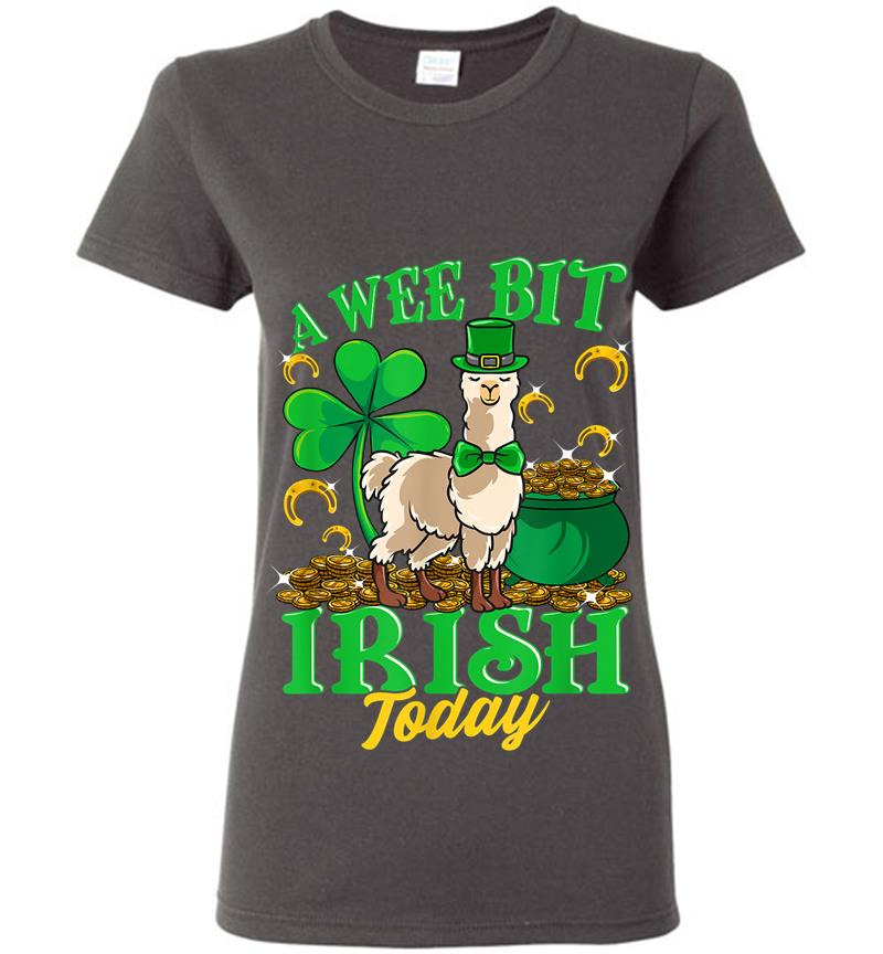 Inktee Store - A Wee Bit Irish Today Llama Leprechaun St Patricks Day Womens T-Shirt Image