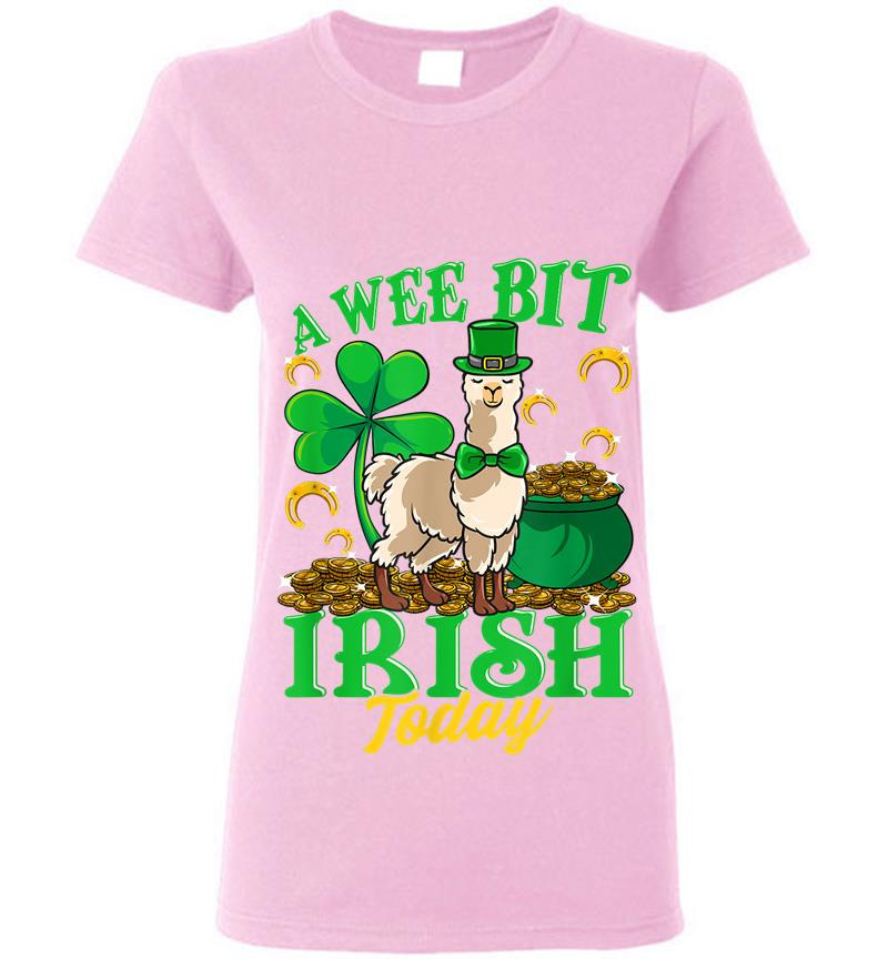 Inktee Store - A Wee Bit Irish Today Llama Leprechaun St Patricks Day Womens T-Shirt Image