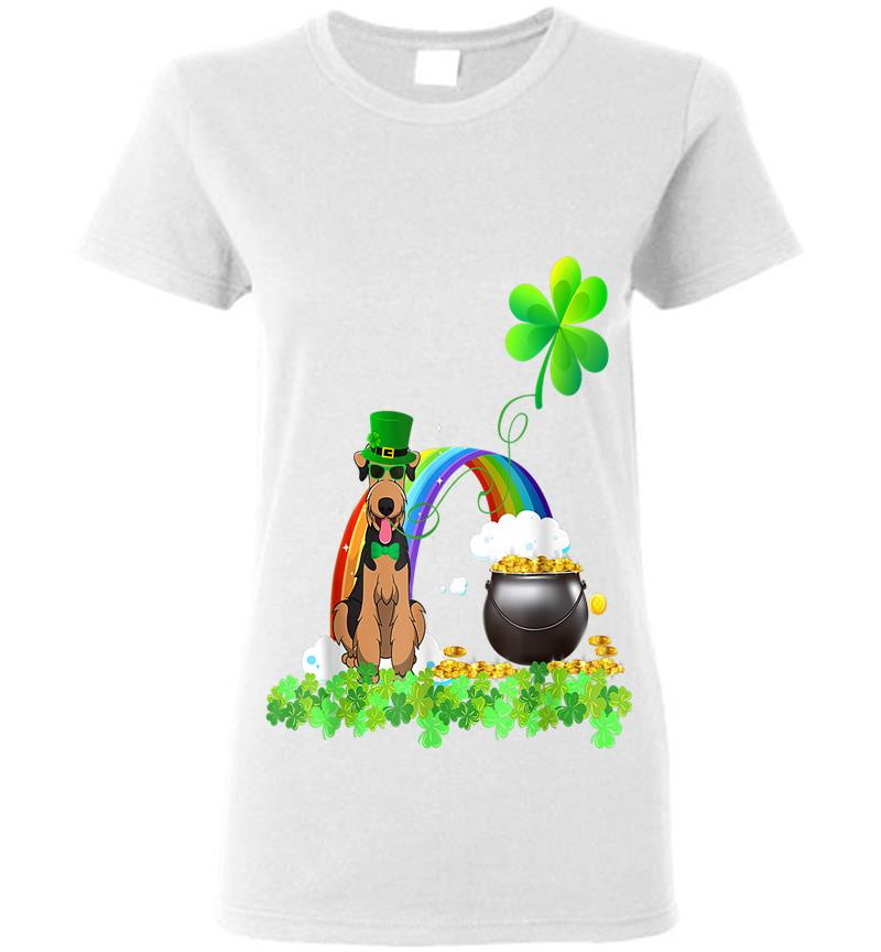 Inktee Store - Airedale Terrier St Patricks Day Leprechaun Dog Womens T-Shirt Image