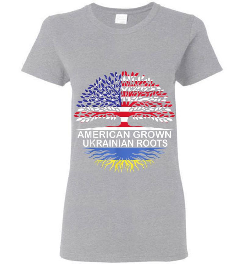 Inktee Store - American Grown Ukrainian Roots Ukraine Flag Women T-Shirt Image