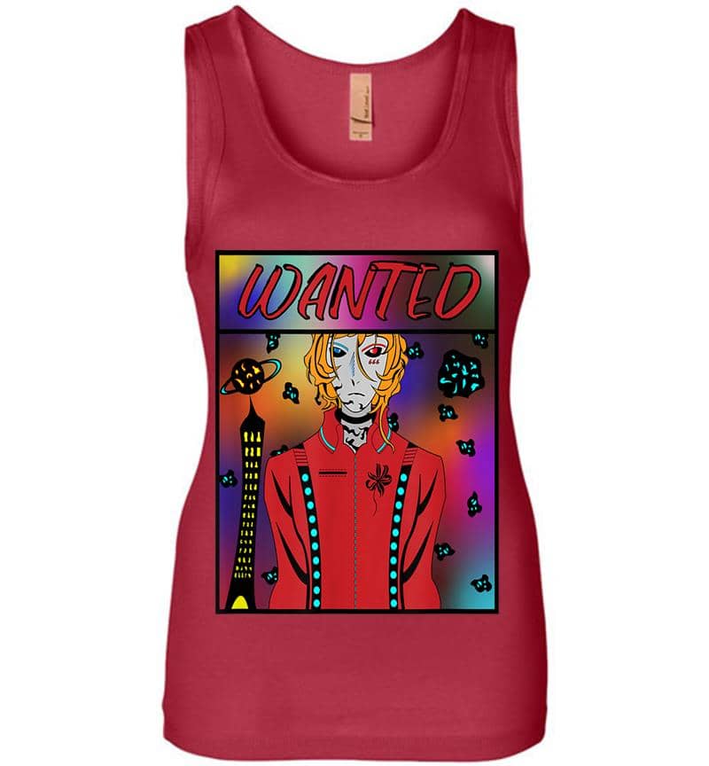 Inktee Store - Anime Alien Wanted Poster Throughout The Galaxy Womens Jersey Tank Top Image