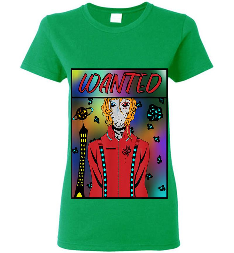 Inktee Store - Anime Alien Wanted Poster Throughout The Galaxy Womens T-Shirt Image