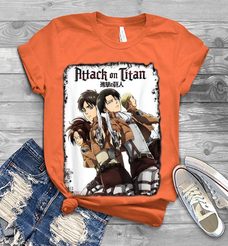 Inktee Store - Attack On Titan Group Swords With Logo Men T-Shirt Image