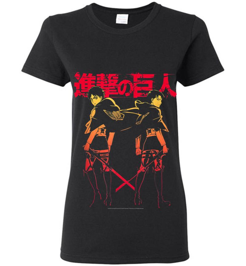 Attack On Titan Levi Eren Gradient With Japanese Logo Women T-Shirt