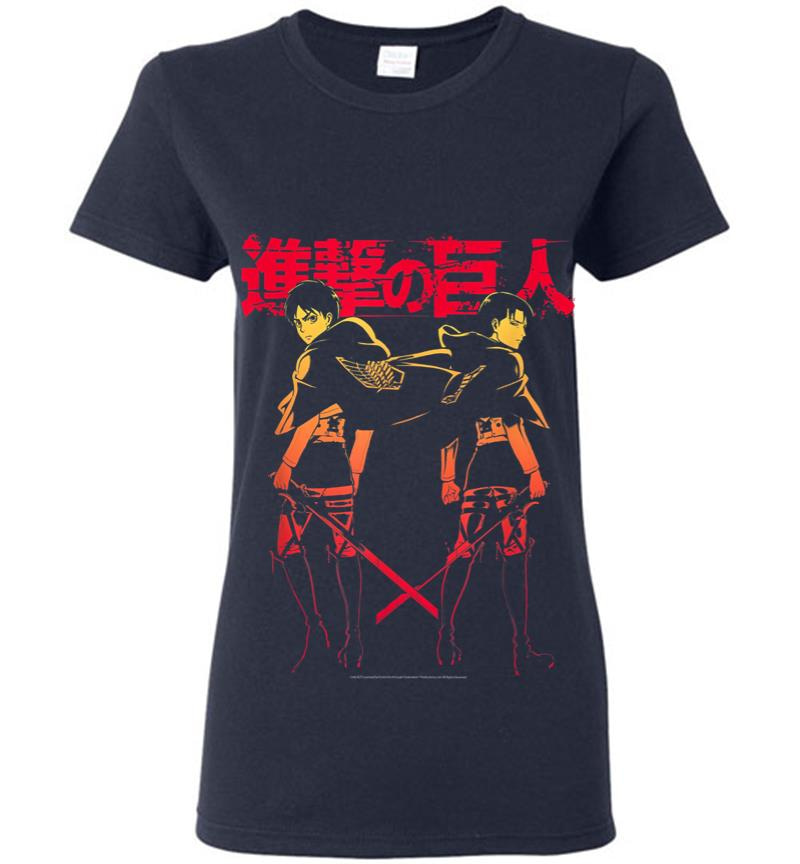 Inktee Store - Attack On Titan Levi Eren Gradient With Japanese Logo Women T-Shirt Image