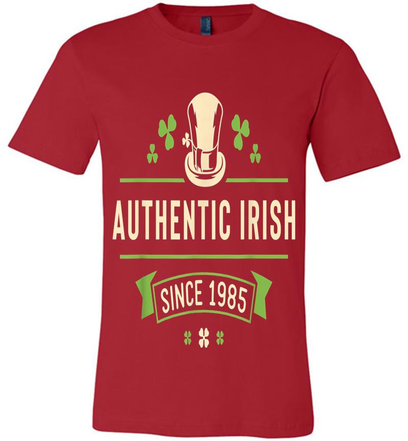 Inktee Store - Authentic Irish Since 1985 St Patricks Day Birthday Funny Premium T-Shirt Image