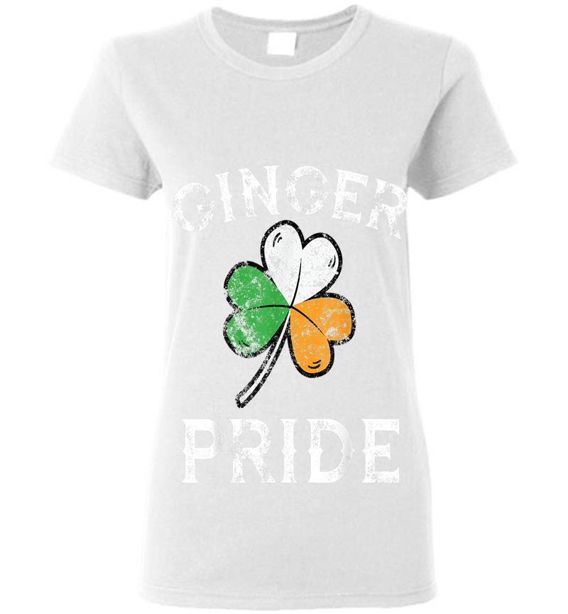 Inktee Store - Awesome Ginger Pride St Patricks Day Irish Flag Clover Womens T-Shirt Image