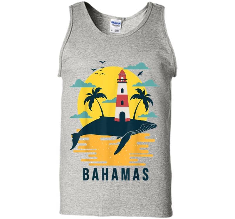 Bahamas Whale Elbow Cay Nautical Striped Lighthouse Mens Tank Top