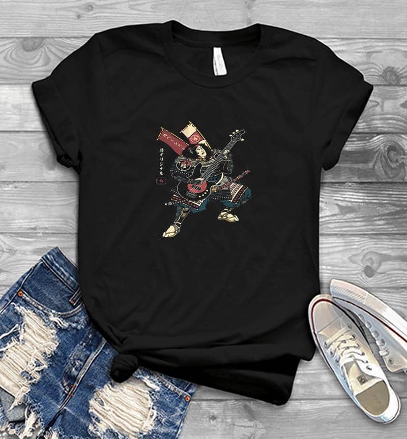 Bassist Samurai Play Guitar Mens T-Shirt