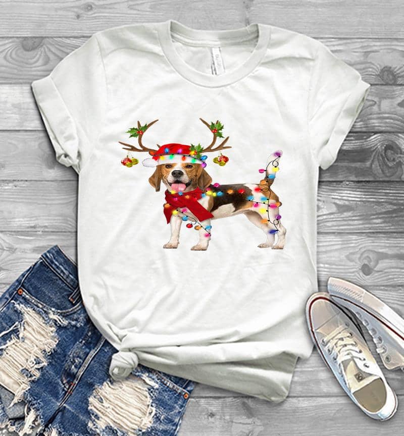Inktee Store - Beagle Reindeer Christmas Mens T-Shirt Image