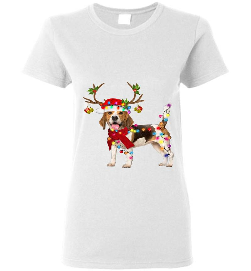 Inktee Store - Beagle Reindeer Christmas Womens T-Shirt Image