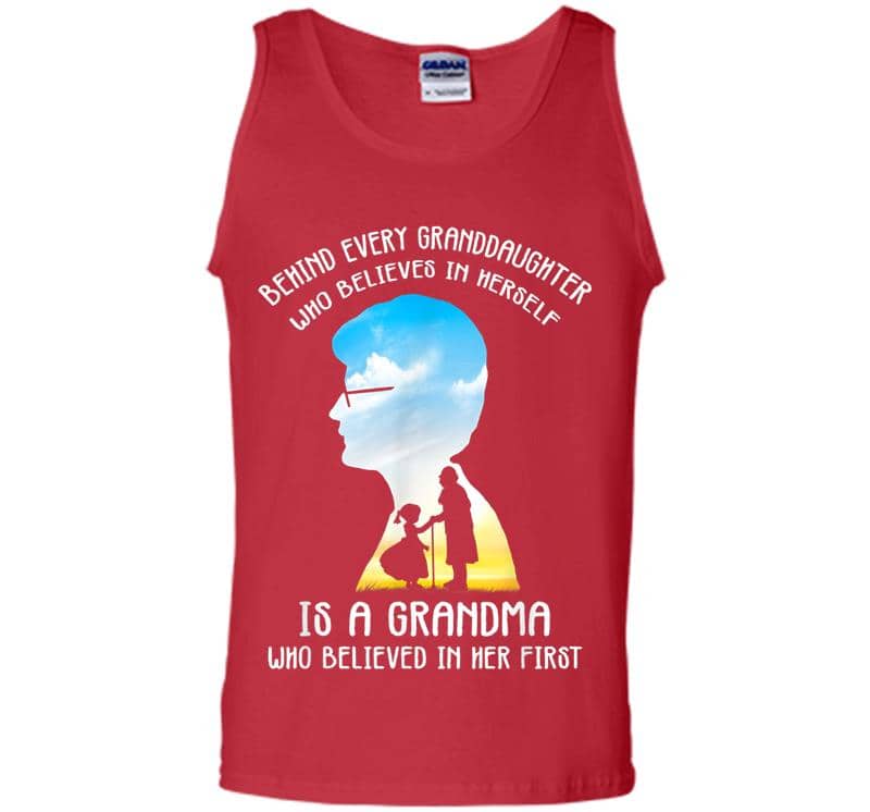 Inktee Store - Behind Every Granddaughter Who Believes In Herself Mens Tank Top Image