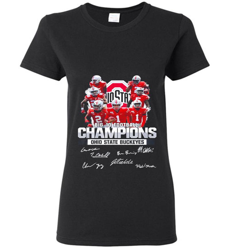 Big 10 Football Ohio State Buckeyes Players Signatures Womens T-Shirt