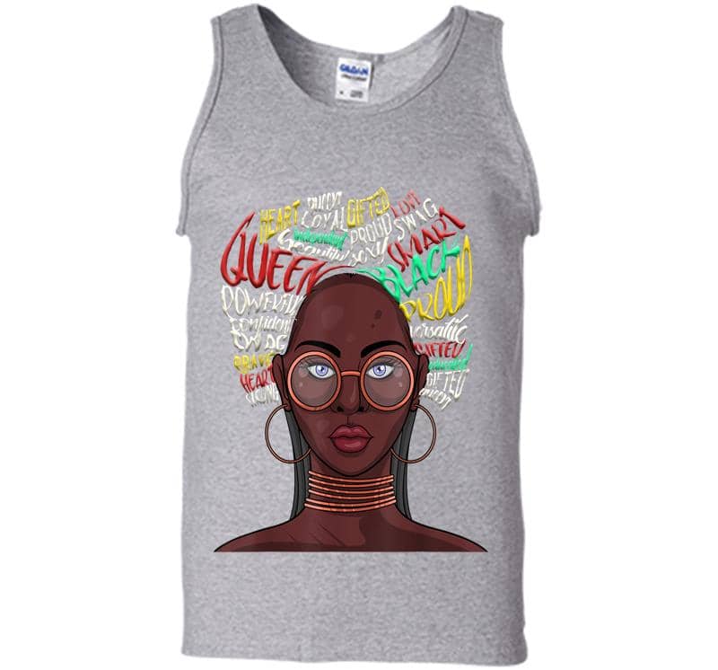 Inktee Store - Black Queen For African American Natural Afro Mens Tank Top Image