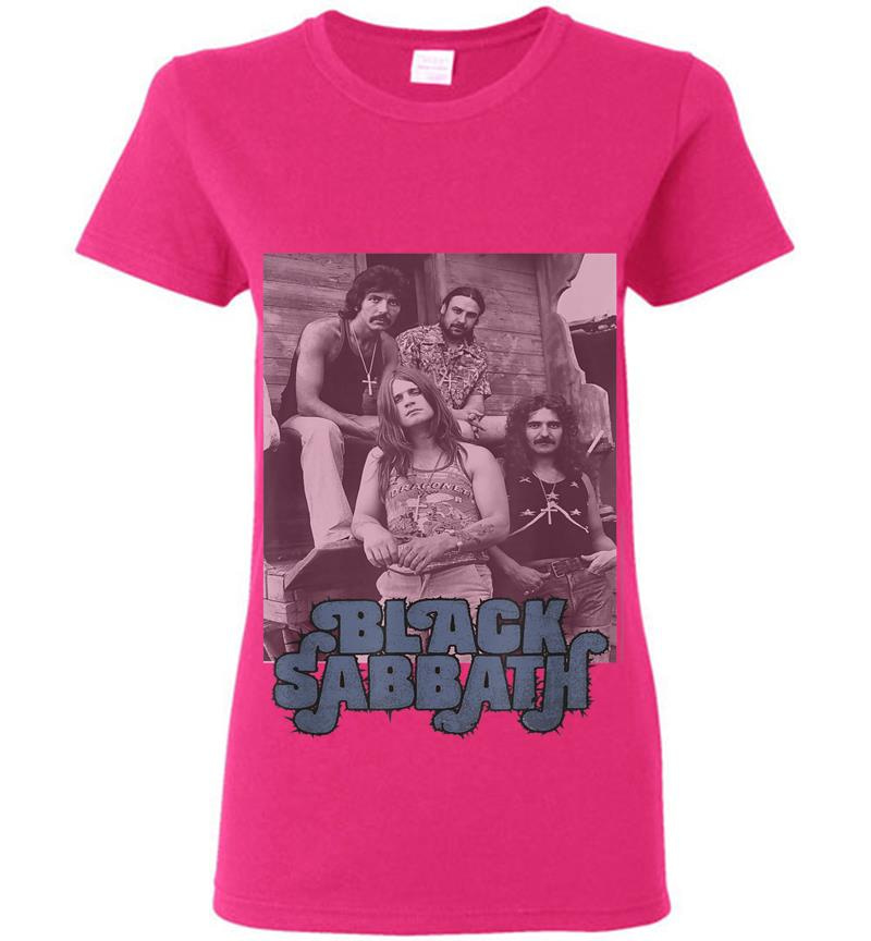 Inktee Store - Black Sabbath Official B&Amp;W Band Photo Womens T-Shirt Image
