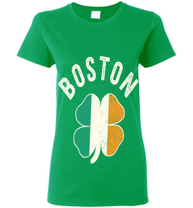 Inktee Store - Boston Shamrock - Irish St Patrick'S Day Celtic Womens T-Shirt Image