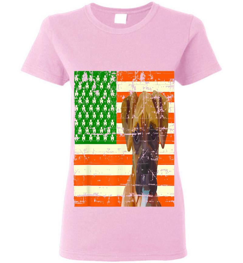 Inktee Store - Boxer Irish American Flag Clover St Patricks Day Dog Womens T-Shirt Image