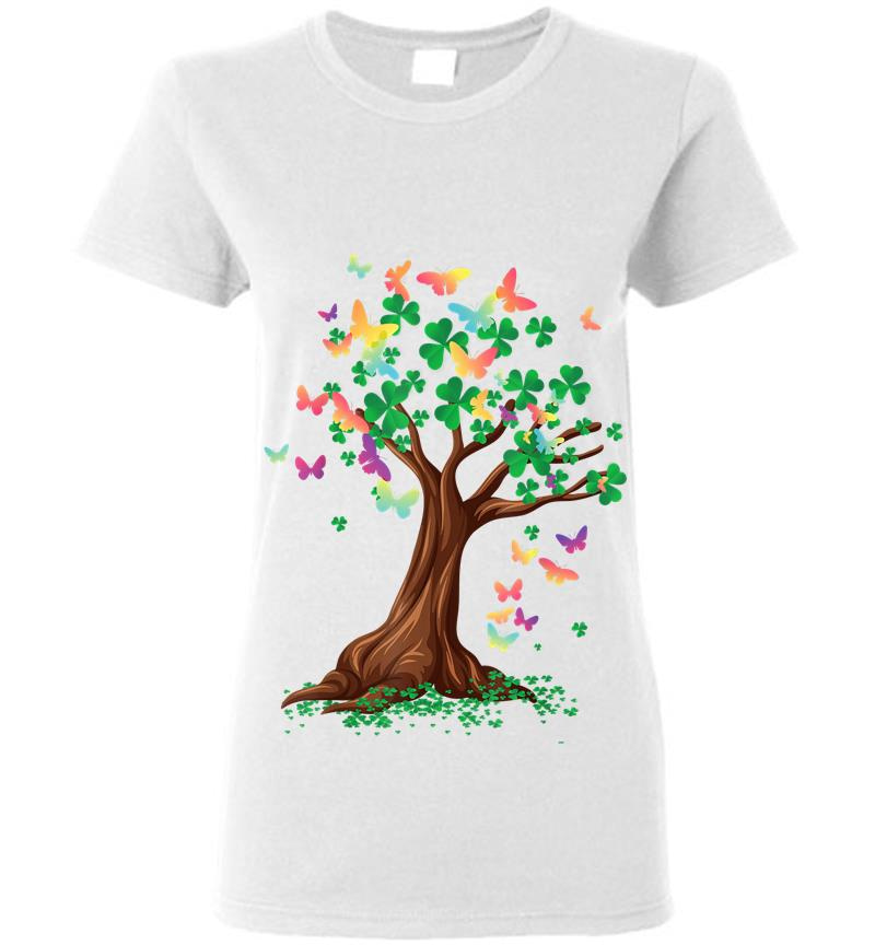 Inktee Store - Butterflies Tree Awesome In St. Patrick'S Day Womens T-Shirt Image