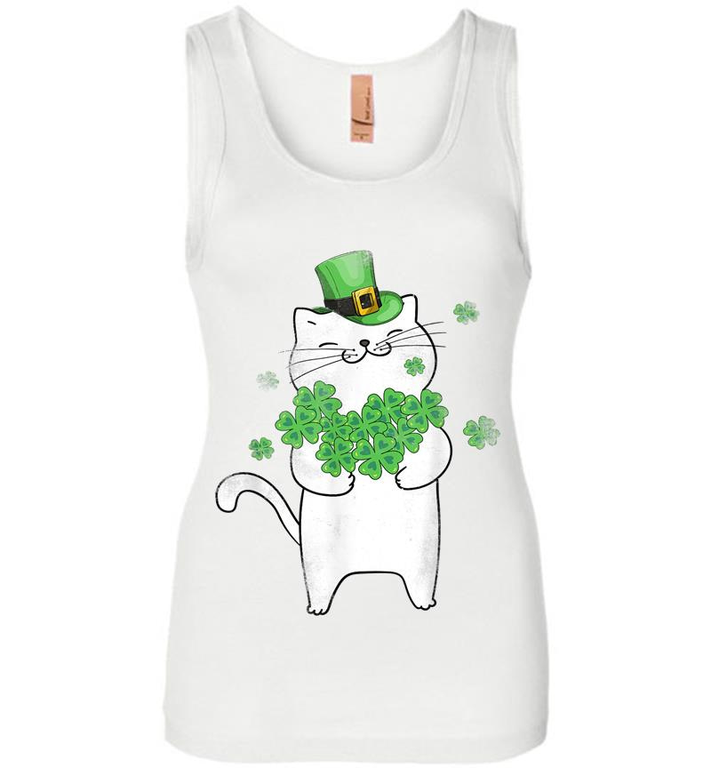 Inktee Store - Cat Leprechaun Cat Lover Shamrock St Patrick'S Day Womens Jersey Tank Top Image