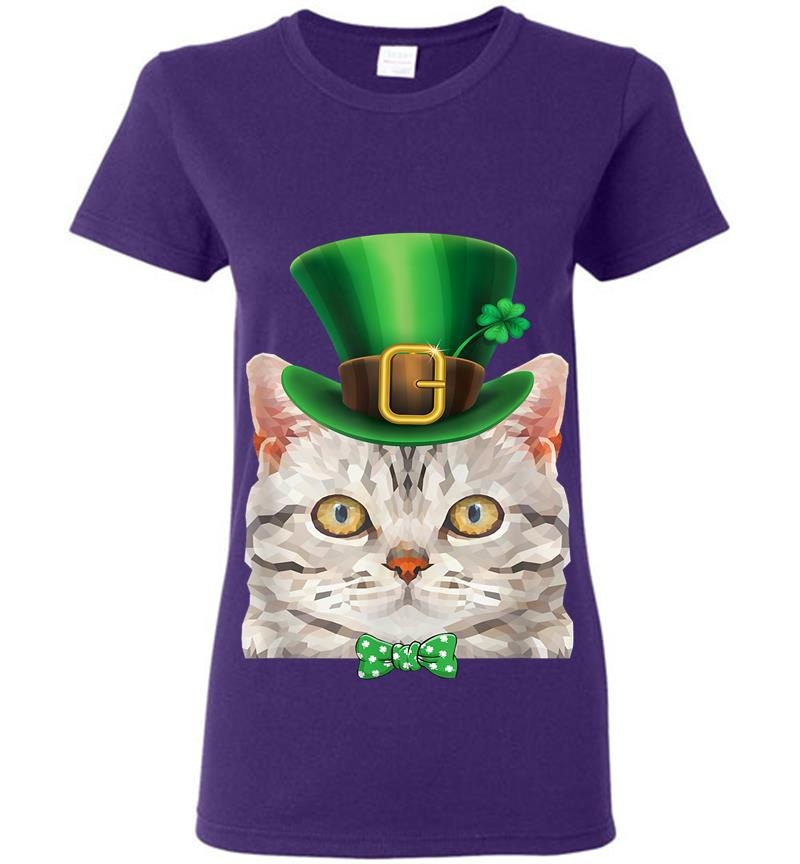 Inktee Store - Cat Leprechaun St Patricks Day Kitty Kitten S Womens T-Shirt Image