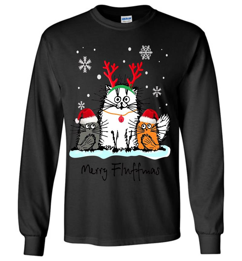 Cat Santa Merry Fluffmas Christmas Long Sleeve T-Shirt