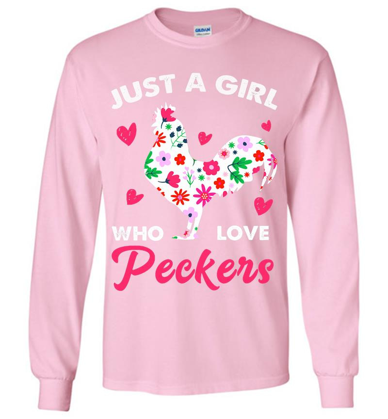 Inktee Store - Chicken Floral Just A Girl Who Love Peckers Long Sleeve T-Shirt Image