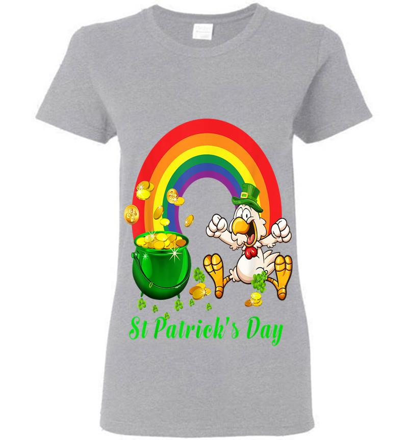 Inktee Store - Chicken St Patricks Day Leprechaun Chicken Lover Womens T-Shirt Image