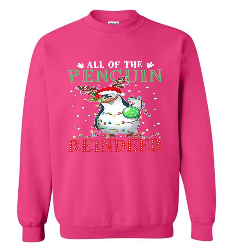 Inktee Store - Christmas All Of The Pencuin Reindeer Sweatshirt Image