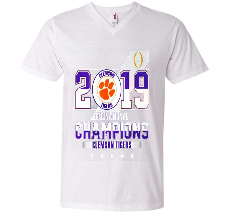 Inktee Store - Clemson Tigers Champions 2019 Cfp National Championship V-Neck T-Shirt Image