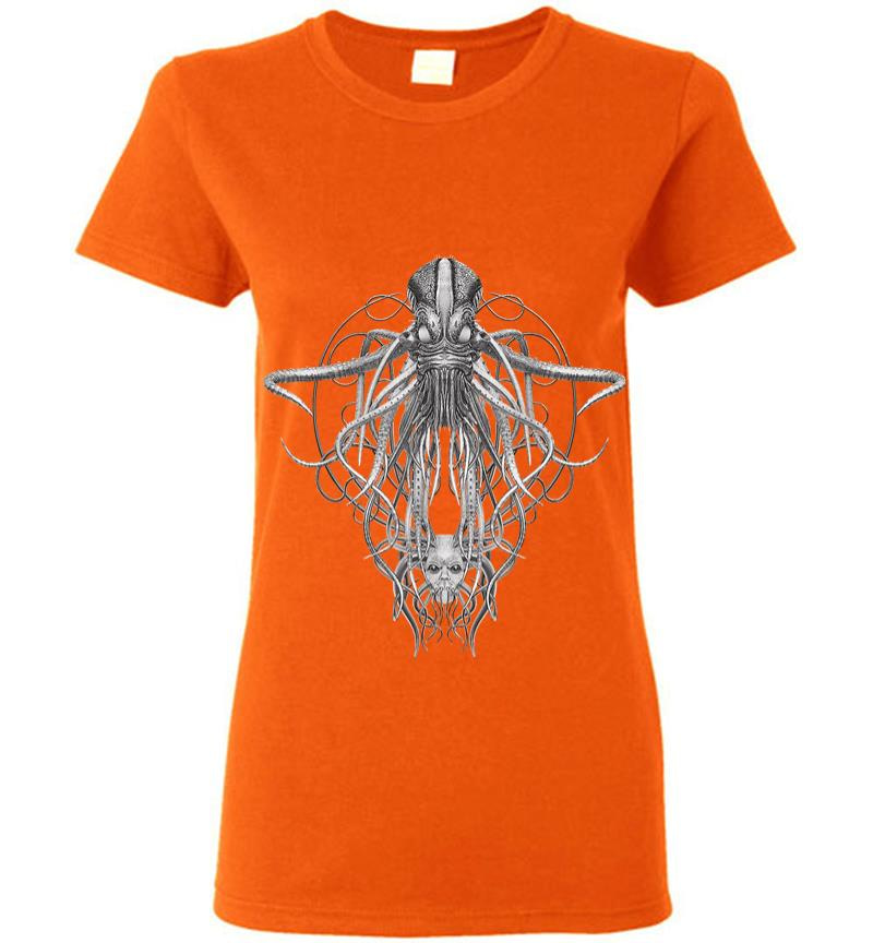 Inktee Store - Cthulhu Monster In Black And White Retro Vintage Steampunk Women T-Shirt Image