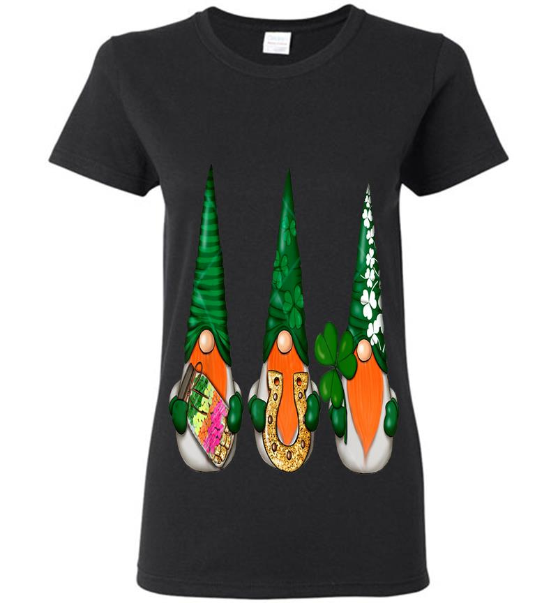Cute Nordic Gnomes Tomte Elves St Patrick'S Day Shamrock Womens T-Shirt