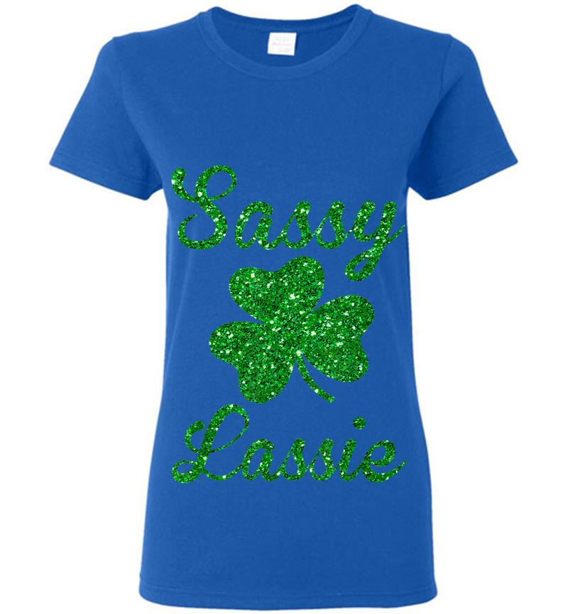 Inktee Store - Cute Sassy Lassie Irish Shamrock Funny St Patricks Day Womens T-Shirt Image