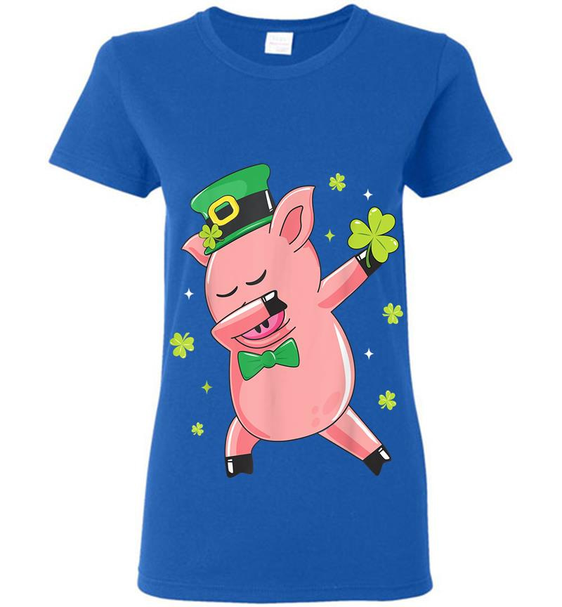 Inktee Store - Dabbing Pig St Patricks Day Farmer Mom Irish Womens T-Shirt Image