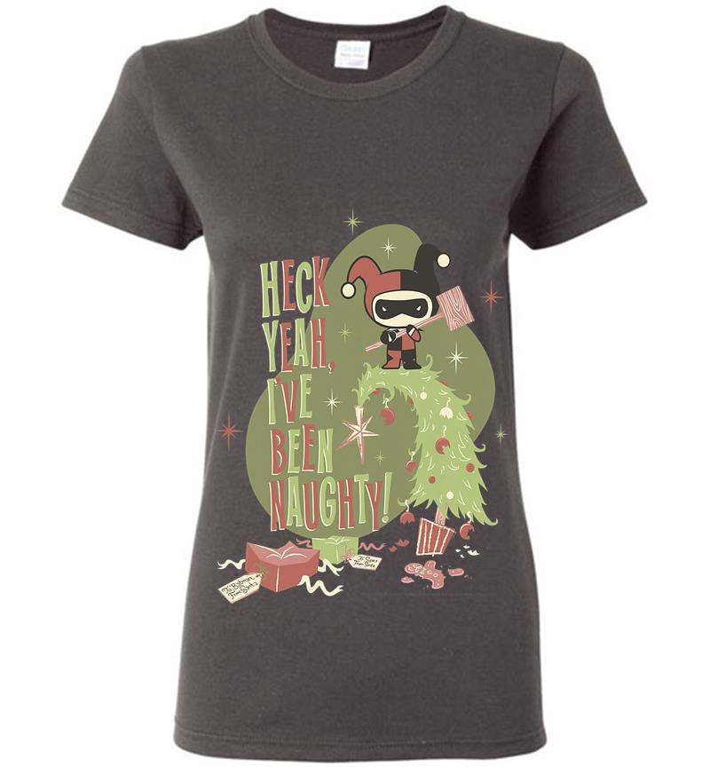 Inktee Store - Dc Comics Harley Quinn Heck Yeah I'Ve Been Naughty Christmas Womens T-Shirt Image