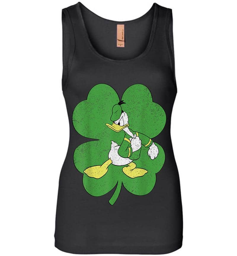 Disney Donald Duck Retro Shamrock St. Patrick'S Day Womens Jersey Tank Top