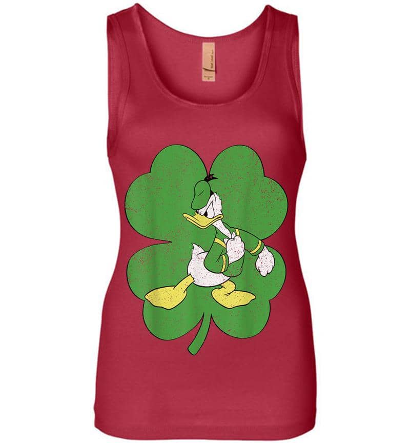 Inktee Store - Disney Donald Duck Retro Shamrock St. Patrick'S Day Womens Jersey Tank Top Image