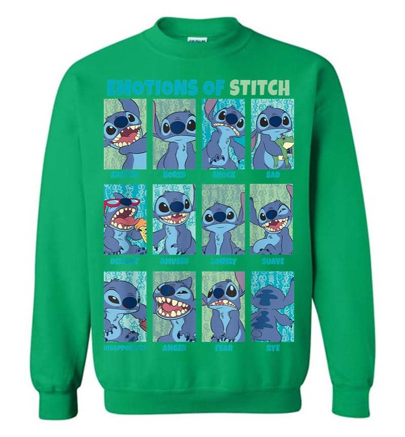 Inktee Store - Disney Lilo Stitch Emotions Of Stitch Panels Sweatshirt Image