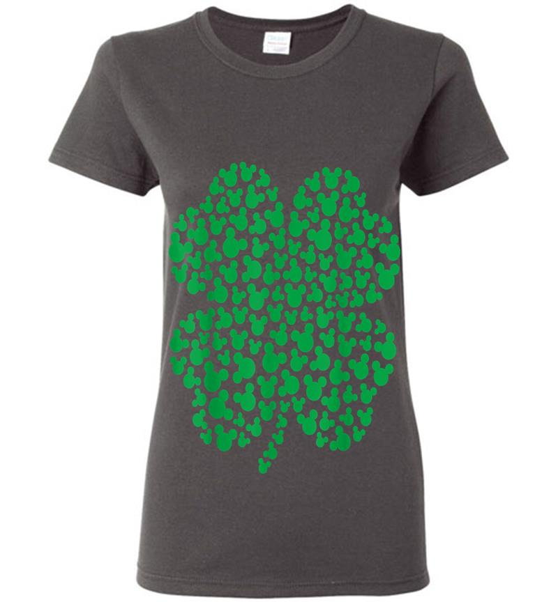 Inktee Store - Disney Mickey Mouse Green Icons Shamrock St. Patrick'S Day Womens T-Shirt Image