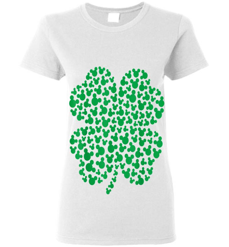 Inktee Store - Disney Mickey Mouse Green Icons Shamrock St. Patrick'S Day Womens T-Shirt Image