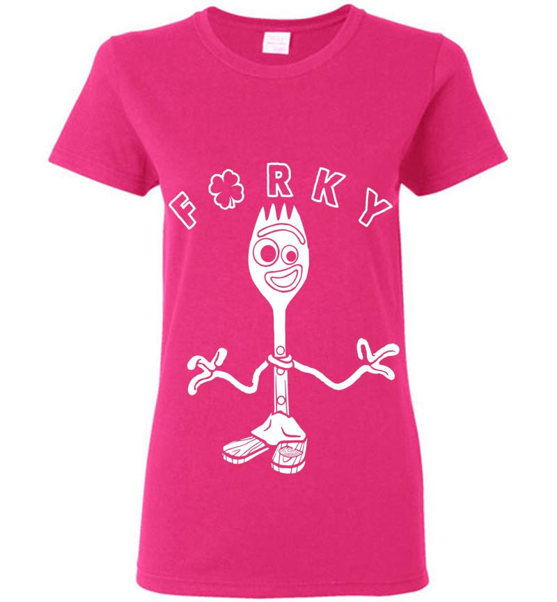 Inktee Store - Disney Toy Story 4 Forky Shamrock St. Patrick'S Day Premium Womens T-Shirt Image