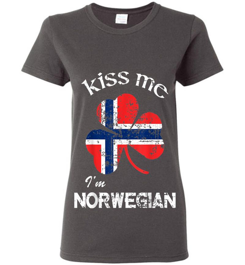 Inktee Store - Distress Kiss Me I'M Norwegian St. Patrick'S Day Womens T-Shirt Image