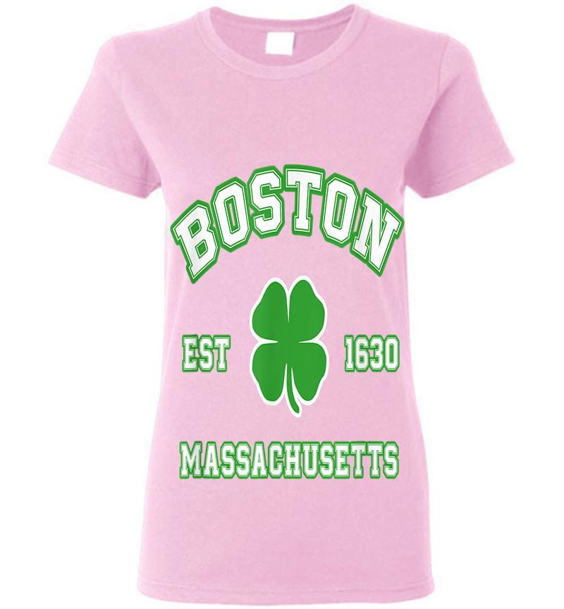 Inktee Store - Distressed St. Patricks Day Irish Boston Mass Womens T-Shirt Image
