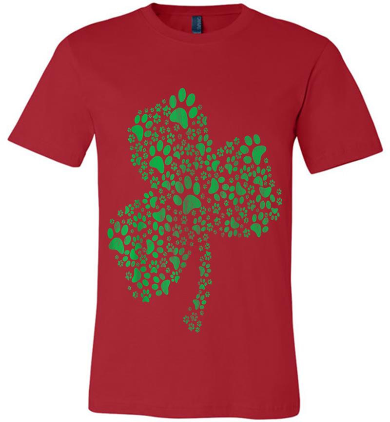 Inktee Store - Dog Paw Shamrock Shamrock Clover St Patricks Day Premium T-Shirt Image